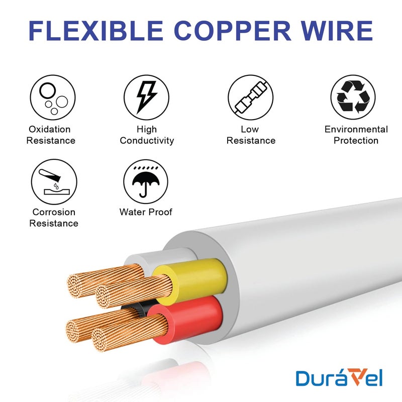 Duravel 4-Core Electrical Cable, White PVC Insulated Power Wire, Flexible Copper Conductors (4 CORE 5 METER, 6MM) - Image 4